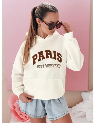 Dámská mikina oversize s kapucí PARISSIA ecru