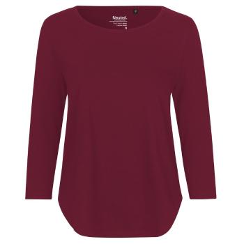 Neutral Dámské tričko s 3/4 rukávem z organické Fairtrade bavlny - Bordeaux | S