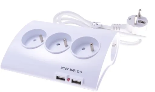 PREMIUMCORD Prodlužovací přívod 230V 1, 5m 5zásuvek+vypínač+2x USB 2A