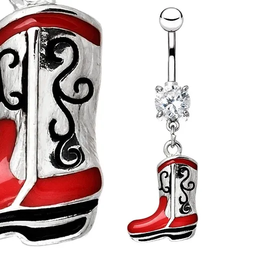 Piercing z chirurgické oceli do pupku - stříbrná kozačka