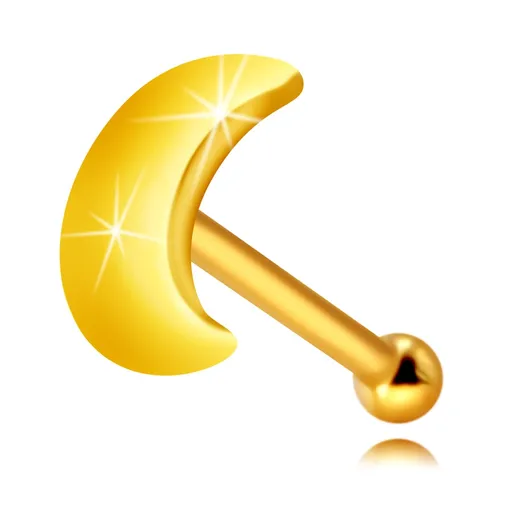 Piercing do nosu ze 14K žlutého zlata - plochý lesklý měsíček