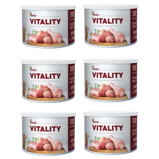 Akinu VITALITY Kuře jemně krájené konzerva pro psy 6 x 200 g