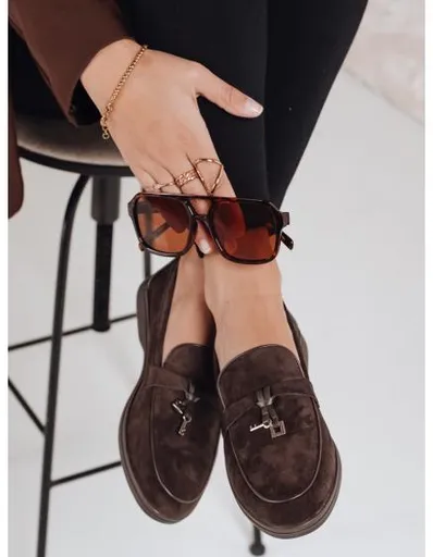 Dámské mokasíny, semišové, hnědé