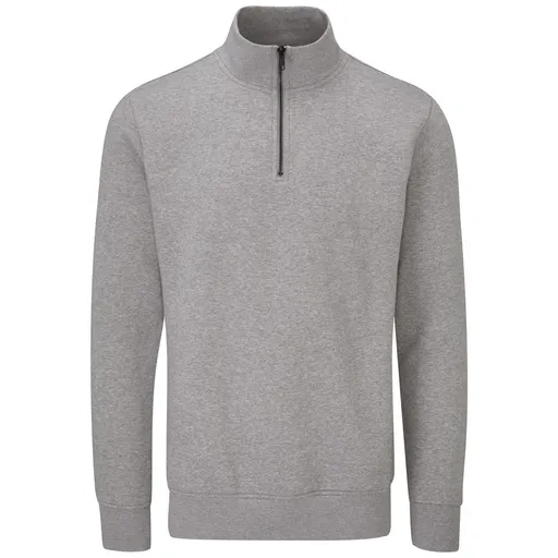 Mantis Mikina přes hlavu s krátkým zipem - Šedý melír | M