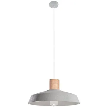 Lustr na lanku AFRA 1xE27/60W/230V šedá/přírodní dřevo (86748)