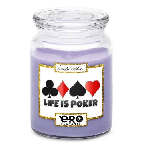 Svíčka Life is poker (Vůně svíčky: Levandule)