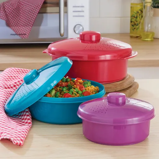 3 hrnce do mikrovlnné trouby s poklicemi