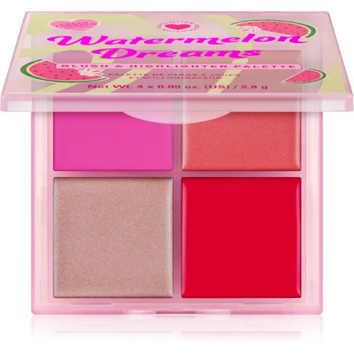 I Heart Revolution Watermelon Dreams Blush & Highlighter Quad paletka rozjasňovačů a tvářenek 4x2.8 g