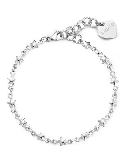 S'Agapõ Ocelový náramek s hvězdičkami Chunky SHK94
