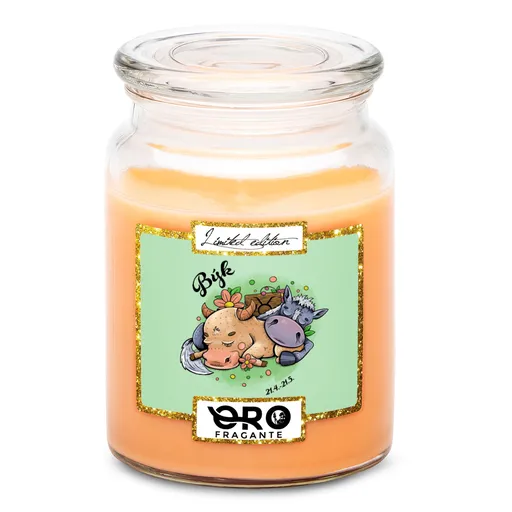 Svíčka Koňská znamení – býk (Vůně svíčky: Tropické ovoce)