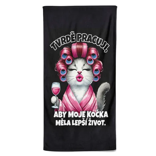Osuška Lepší život – kočka (Velikost osušky: 70x140cm)