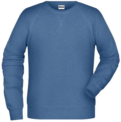 James & Nicholson (Daiber) Pánská mikina bez kapuce z biobavlny 8022 - Světle džínový melír | L