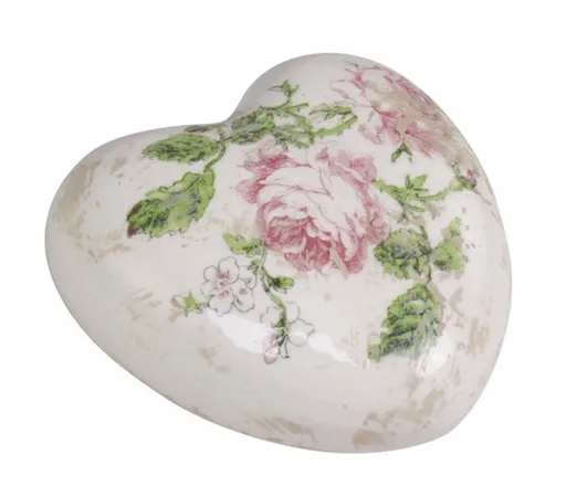 Keramické dekorační srdce s růžičkami Toulouse - 8*8*4 cm 39020207 (39202-07)