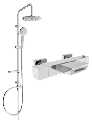 MEXEN/S Carl sprchový sloup včetně vanové termostatické baterie Cube, chrom 77360240-00