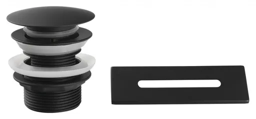 Aqualine SET krytka přepadu, vanová výpust 6/4", click-clack, černá mat TF9005B