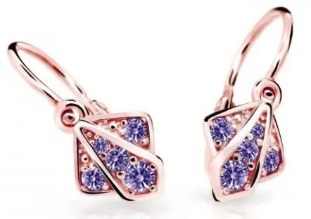 Cutie Jewellery Dětské náušnice z růžového zlata C2241-10-X-4 fialová
