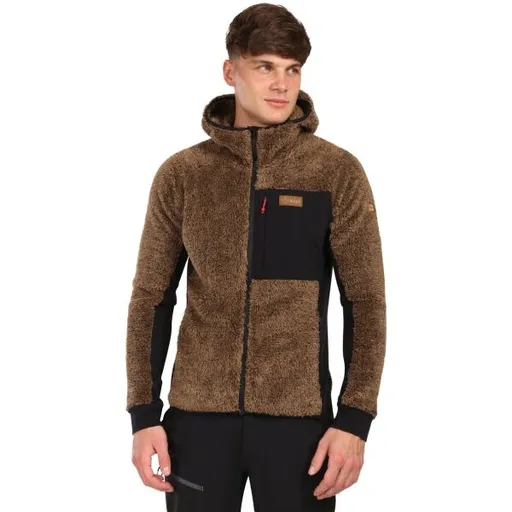 KILPI NORKA Pánská chlupatá fleecová mikina s kapucí, hnědá, velikost XXXL