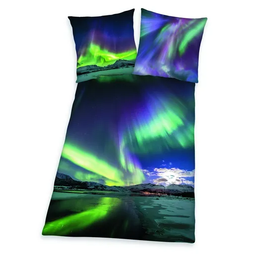 Herding Bavlněné povlečení Polární záře, 135 x 200 cm, 80 x 80 cm