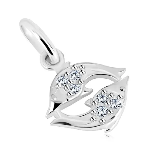 Přívěsek ze stříbra 925 - blýskavé zirkony v čirém odstínu, znamení RYBY
