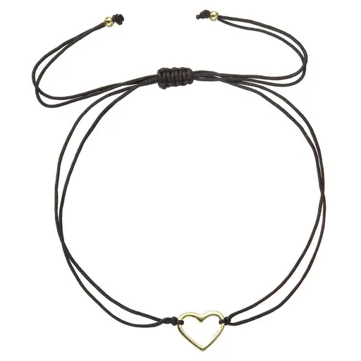 Evolution Group - Pavona Černý kabala náramek s pozlaceným srdíčkem 13043.3 black