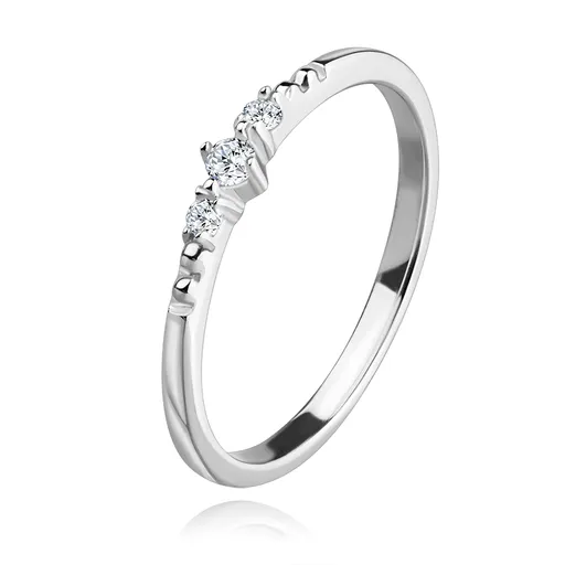 Prsten ze stříbra 925 - kulaté zirkony, polokoule, úzká ramena - Velikost: 54