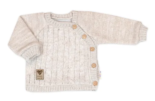 Baby Nellys Pletený svetřík a kalhoty s kapsou Hand Made 2D, Nature