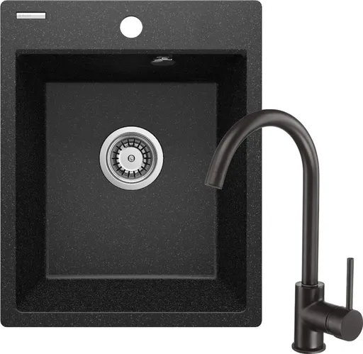 DEANTE Corio graphite Granitový dřez s baterií, 1-miska ZRCB2103