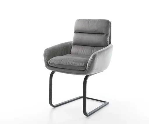 Jídelní židle Abelia-Flex s područkami samet šedá konzolová