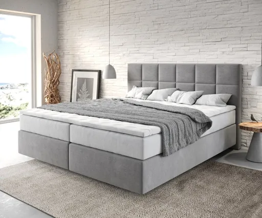 Boxspring postel Dream-Fine 180x200 cm mikrovlákno šedá