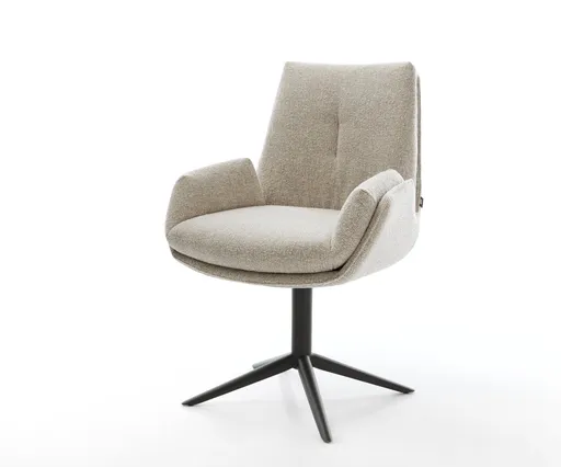 Jídelní židle Clea-Flex látka Měkký béžová křížová podnož černá