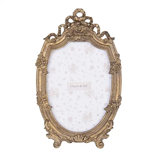 Zlatý antik fotorámeček zdobený růžemi Rose - 16*2*26 cm / 13*18 cm 2F1217