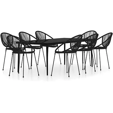 9dílný zahradní jídelní set černý, 3099136 (3099136)