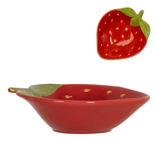 Červená miska ve tvaru jahůdky Strawberries M - 20*16*5 cm / 275 ml Clayre & Eef