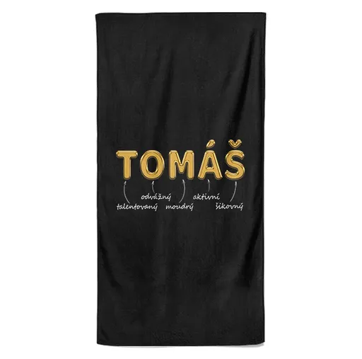 Osuška Mužská jména – GOLD (Jméno: Tomáš, Velikost osušky: 70x140cm)