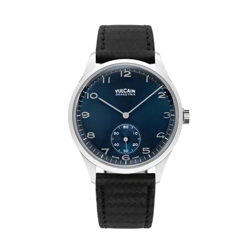 Vulcain Grand Prix - Small Second Blue - Black Carbon Leather Strap