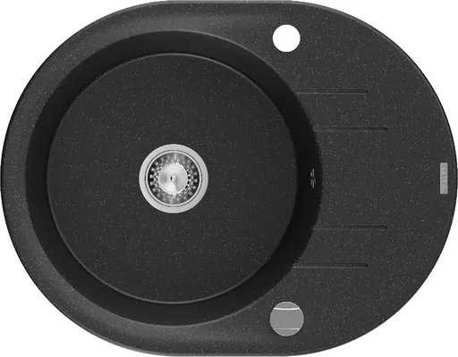 MEXEN Kevin granitový dřez 1 s odkapávačem 586x458 mm,černá/metalik, sifon chrom 6517581005-73