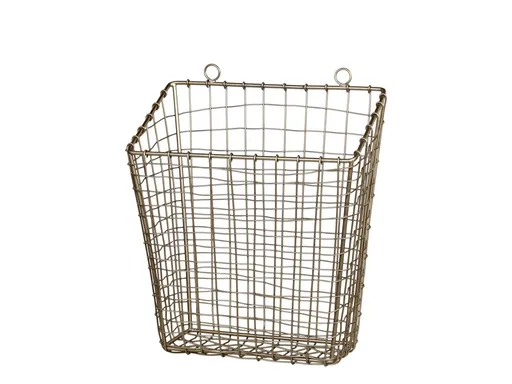 Mosazný antik kovový košík Fil de fer Basket - 28*16*33 cm 64085013