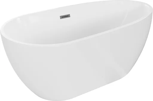 MEXEN/S Eos volně stojící vana 150 x 75, bílá, sifon a přepad grafit kartáčovaná 52471507500-66