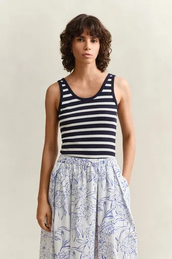 TOP GANT STRIPED RIBBED TANK TOP EVENING BLUE