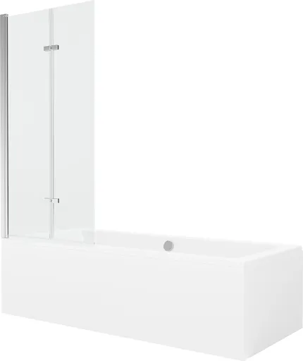 MEXEN/S Cube obdélníková vana 170 x 80 cm s panelem + vanová zástěna 80, transparent, chrom 550517080X9208020100