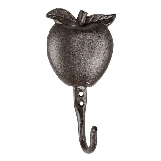 Hnědo černý litinový nástěnný háček Apple - 9*5*18 cm 6Y4557