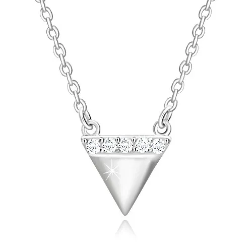 Stříbrný náhrdelník 925 - obrácený trojúhelník, blýskavá zirkonová linie