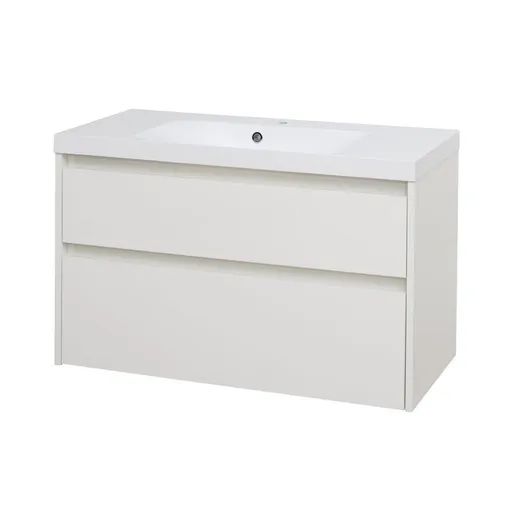 Mereo Opto, koupelnová skříňka s umyvadlem z litého mramoru 101 cm, bílá CN912M