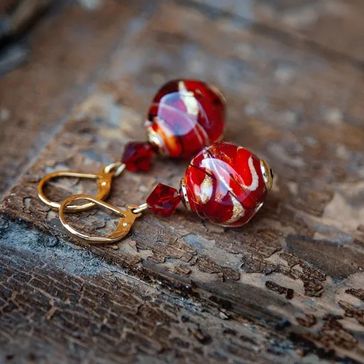 Lampglas Náušnice s 24karátovým zlatem v perlách Lampglas Cherry Temptation ERO26