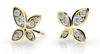 Cutie Jewellery Dětské náušnice ze žlutého zlata Motýlci C2259-30-X-1 bílá