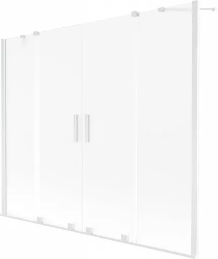 MEXEN/S Velar Duo dvoukřídlá posuvná vanová zástěna 200 x 150 cm, dekor, bílá 896-200-000-32-20