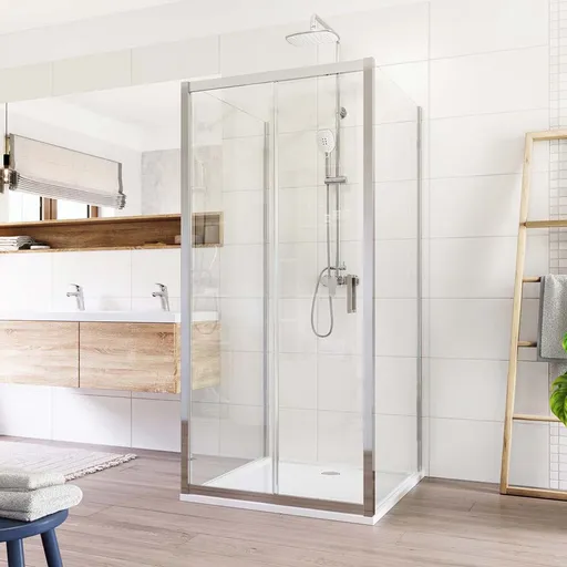 Mereo Sprchový kout, Lima, čtverec do prostoru U, zasunovací, 100x100x100 cm, chrom ALU, sklo Čiré CK85733K