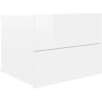 Noční stolek bílý s vysokým leskem 40x30x30 cm dřevotříska (801065)