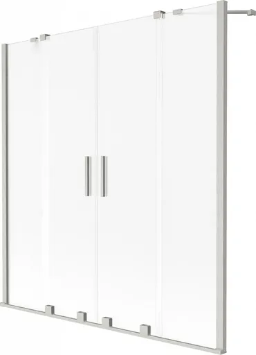 MEXEN/S Velar Duo dvoukřídlá posuvná vanová zástěna 150 x 150, dekor, nikl kartáčovaný 896-150-000-32-97