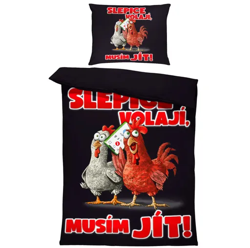 Povlečení Slepice volají (Rozměr : 1x140/220 + 1x90/70)
